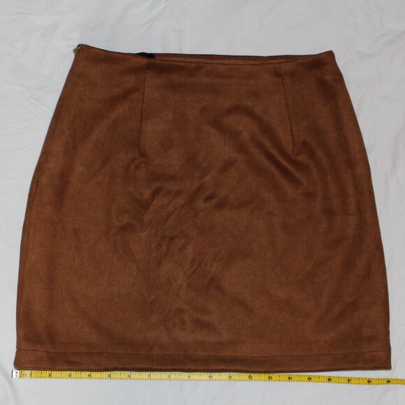 NWT - IDEALSANXUN High Waist Bodycon Pencil Mini Skirt - Tan Faux Suede - Small - Picture 11 of 15